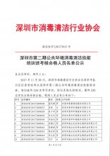 深圳市第二期公共环境消毒清洁技能 培训班考核合格人员名单公示