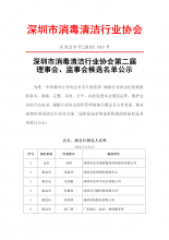 深圳市消毒清洁行业协会第二届理事会、监事会候选名单公示